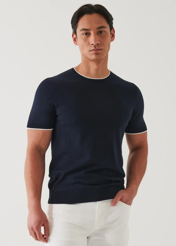 PATRICK ASSARAF Cotton Cupro Short Sleeve Crewneck | Men Knitwear