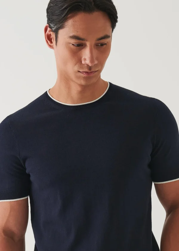 PATRICK ASSARAF Cotton Cupro Short Sleeve Crewneck | Men Knitwear