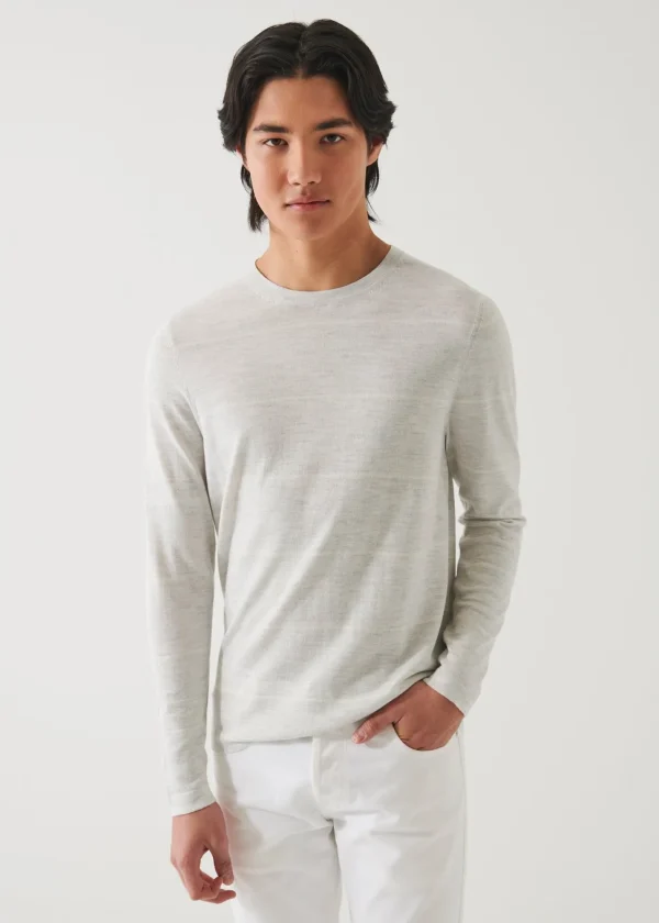 PATRICK ASSARAF Cotton Cupro Striped Crewneck | Men Knitwear