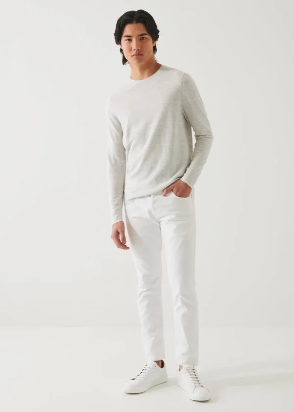 PATRICK ASSARAF Cotton Cupro Striped Crewneck | Men Knitwear