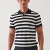 PATRICK ASSARAF Cotton Cupro Striped Polo | Men Polos