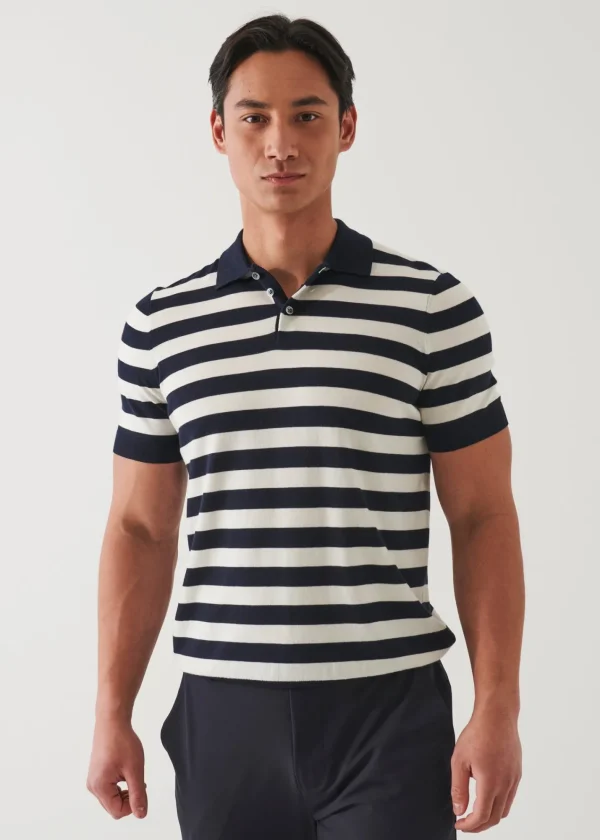 PATRICK ASSARAF Cotton Cupro Striped Polo | Men Polos