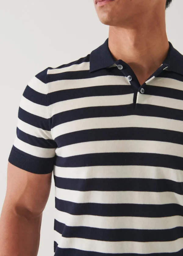 PATRICK ASSARAF Cotton Cupro Striped Polo | Men Polos