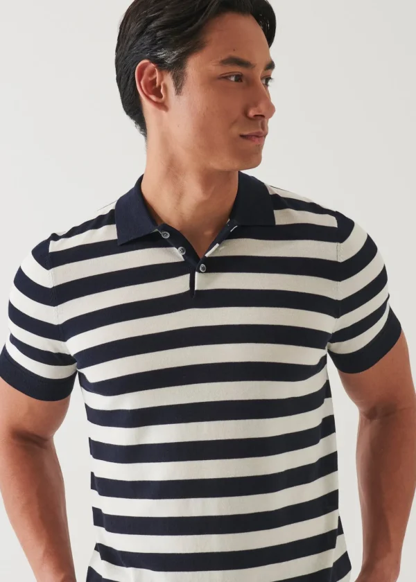 PATRICK ASSARAF Cotton Cupro Striped Polo | Men Polos