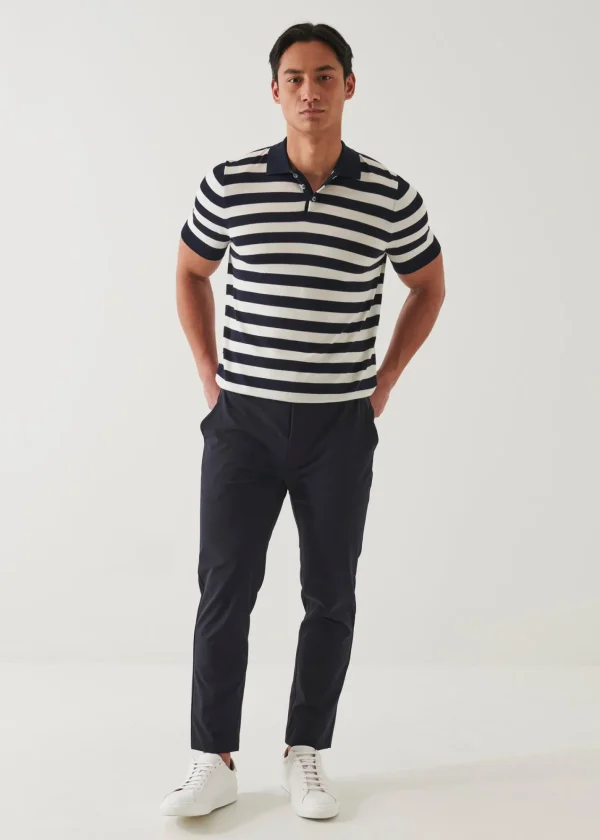 PATRICK ASSARAF Cotton Cupro Striped Polo | Men Polos