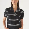 PATRICK ASSARAF Cotton Cupro Striped Short Sleeve Polo | Women Polos