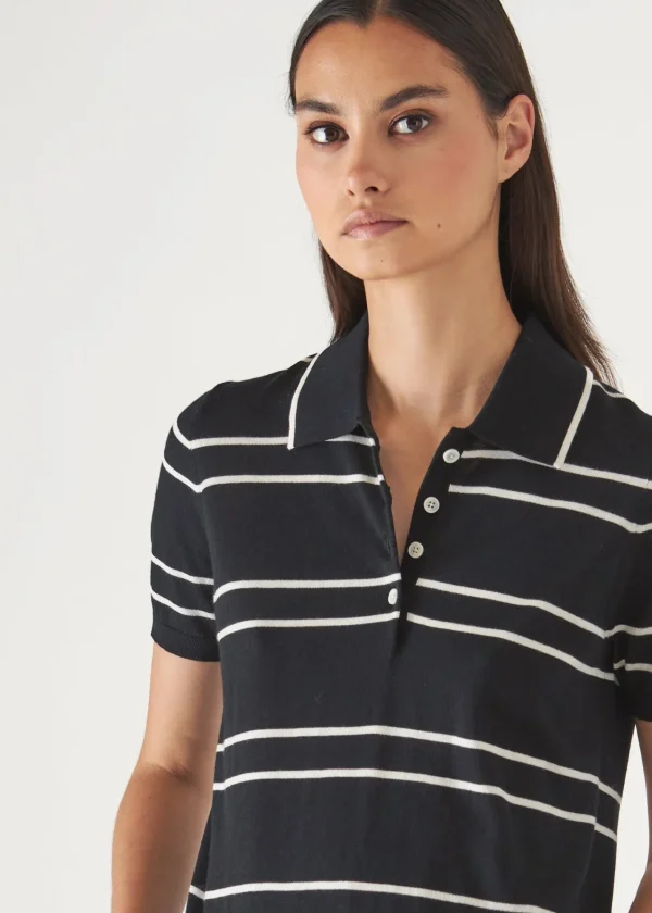 PATRICK ASSARAF Cotton Cupro Striped Short Sleeve Polo | Women Polos