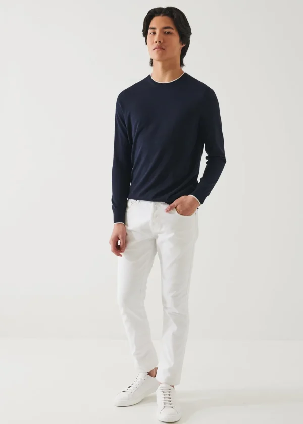 PATRICK ASSARAF Cotton Cupro Tipped Crewneck | Men Knitwear