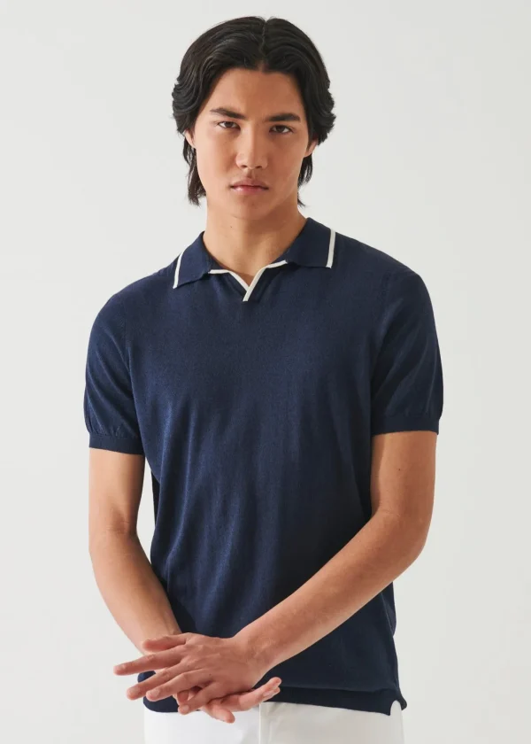 PATRICK ASSARAF Cotton Cupro Tipped Polo | Men Polos