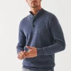 PATRICK ASSARAF Double-Face Button Mock Neck | Men Knitwear