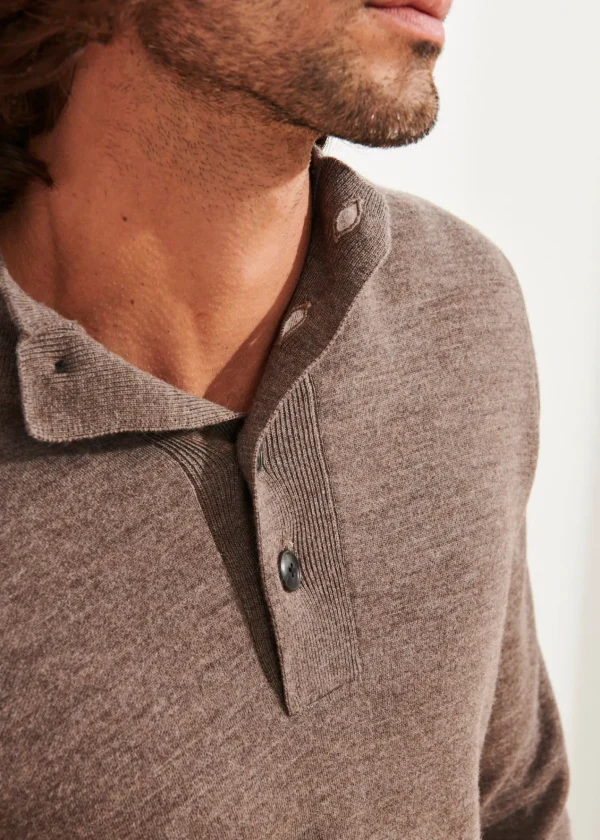 PATRICK ASSARAF Double-Face Button Mock Neck | Men Knitwear