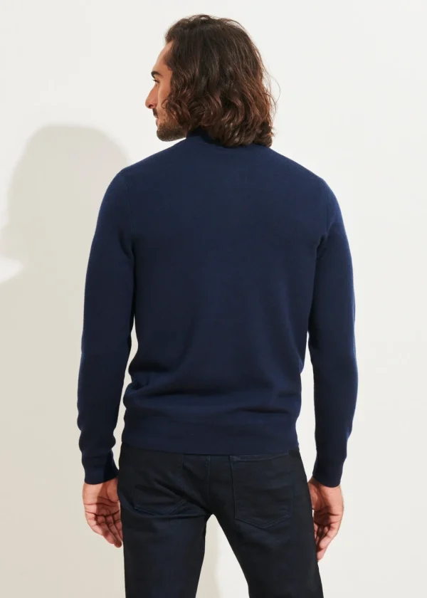 PATRICK ASSARAF Double-Face Button Mock Neck | Men Knitwear