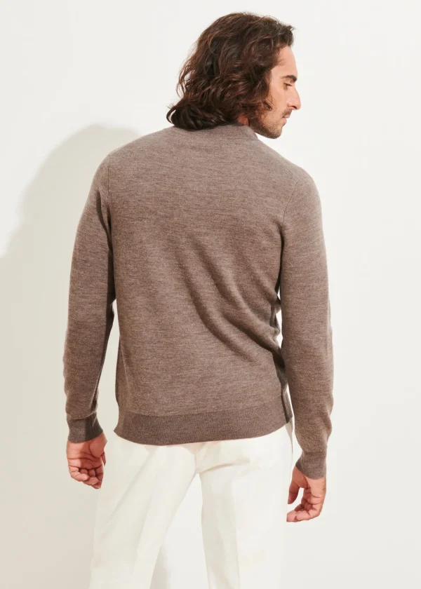 PATRICK ASSARAF Double-Face Button Mock Neck | Men Knitwear