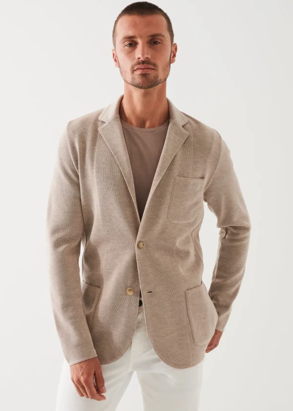 PATRICK ASSARAF Double-Face Half-Milano Stitch Sweater Jacket | Men Blazers