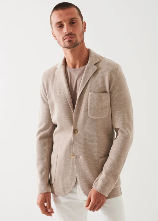 PATRICK ASSARAF Double-Face Half-Milano Stitch Sweater Jacket | Men Blazers