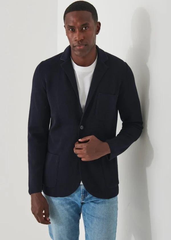 PATRICK ASSARAF Double-Face Half-Milano Stitch Sweater Jacket | Men Blazers