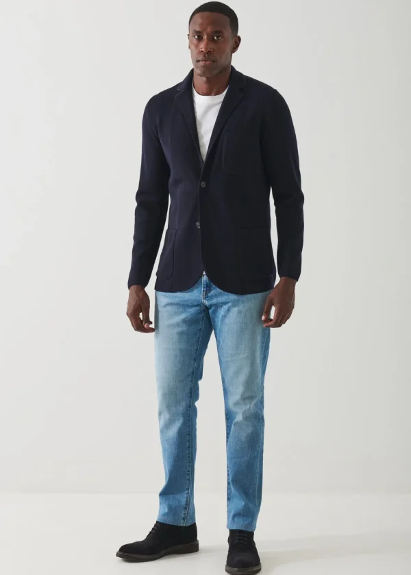 PATRICK ASSARAF Double-Face Half-Milano Stitch Sweater Jacket | Men Blazers