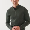 PATRICK ASSARAF Double-Face Quarter Zip Mock Neck | Men Knitwear