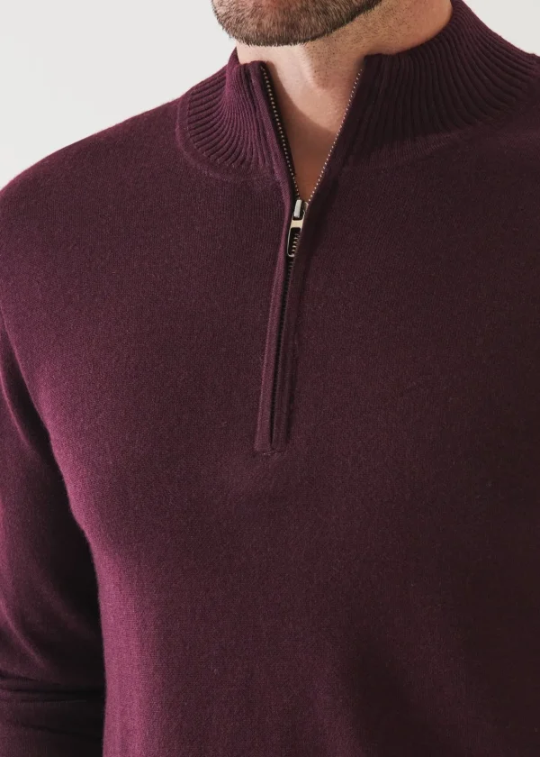 PATRICK ASSARAF Double-Face Quarter Zip Mock Neck | Men Knitwear