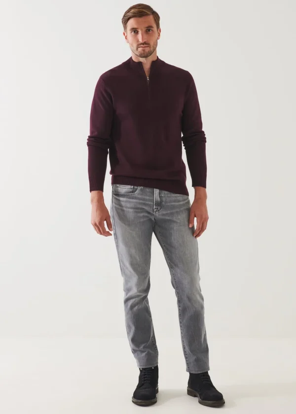 PATRICK ASSARAF Double-Face Quarter Zip Mock Neck | Men Knitwear