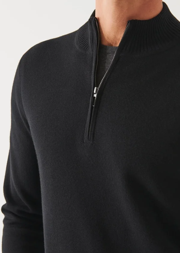 PATRICK ASSARAF Double-Face Quarter Zip Mock Neck | Men Knitwear