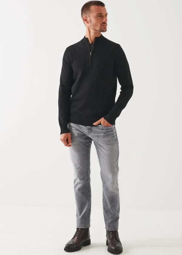 PATRICK ASSARAF Double-Face Quarter Zip Mock Neck | Men Knitwear