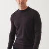 PATRICK ASSARAF Extra-Fine Merino Contrast Collar Crewneck | Men Knitwear