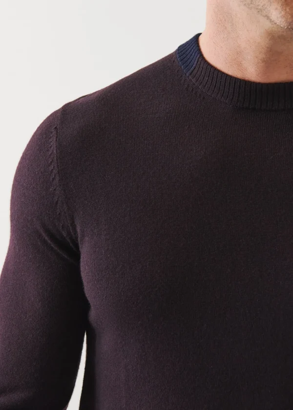 PATRICK ASSARAF Extra-Fine Merino Contrast Collar Crewneck | Men Knitwear