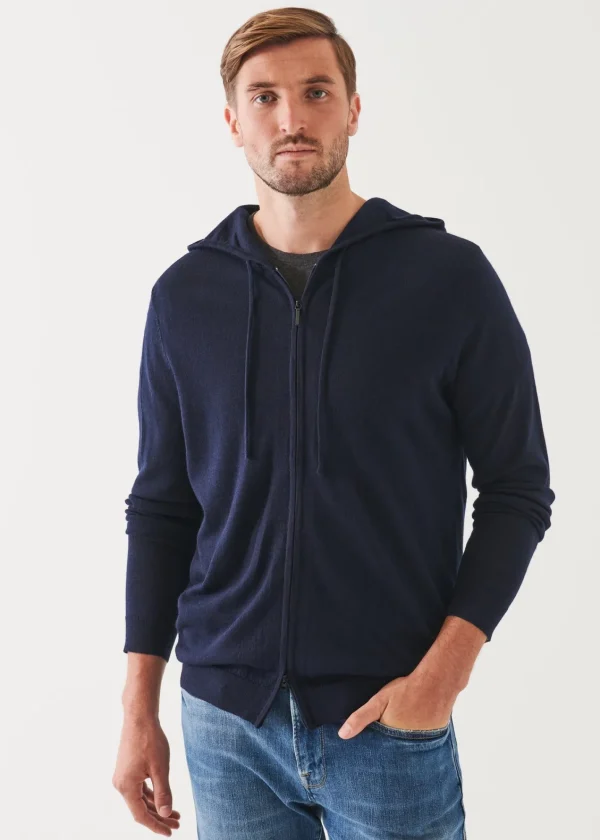 PATRICK ASSARAF Extra-Fine Merino Full Zip Hoodie | Men Knitwear