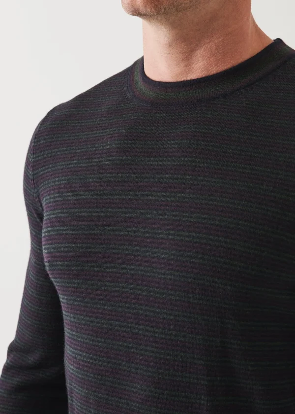 PATRICK ASSARAF Extra-Fine Merino Multi Stripe Crewneck | Men Knitwear