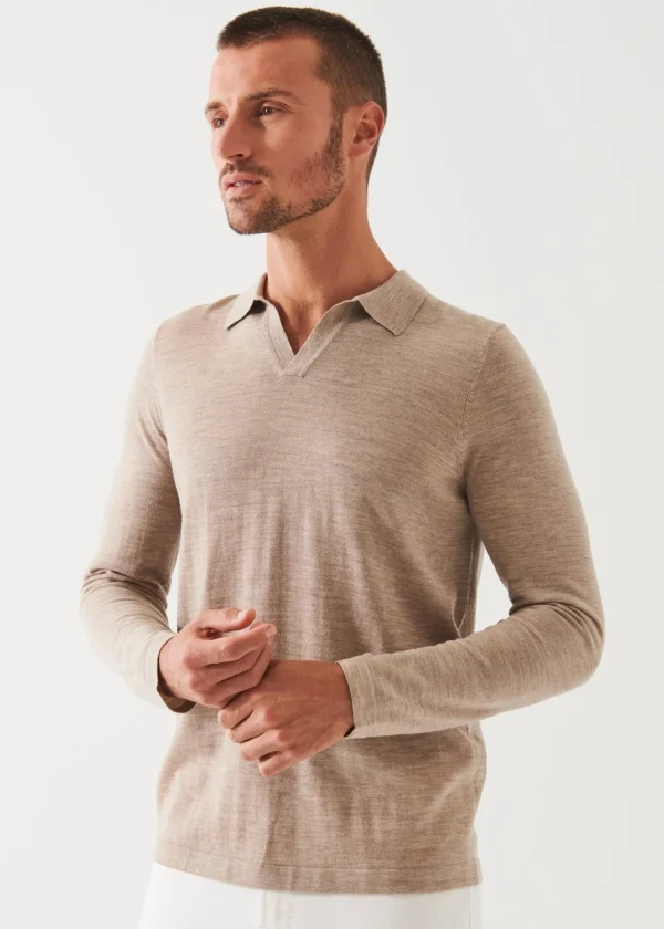 PATRICK ASSARAF Extra-Fine Merino Open Polo | Men Polos