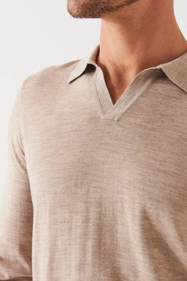 PATRICK ASSARAF Extra-Fine Merino Open Polo | Men Knitwear