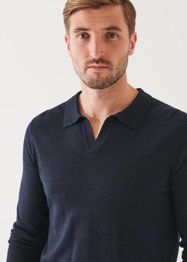 PATRICK ASSARAF Extra-Fine Merino Open Polo | Men Knitwear