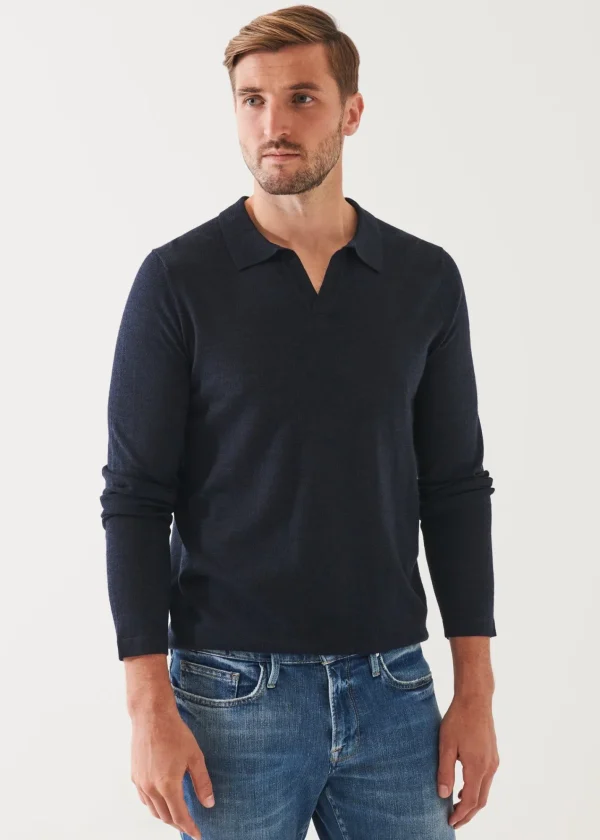 PATRICK ASSARAF Extra-Fine Merino Open Polo | Men Polos