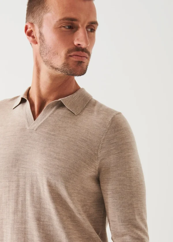 PATRICK ASSARAF Extra-Fine Merino Open Polo | Men Polos