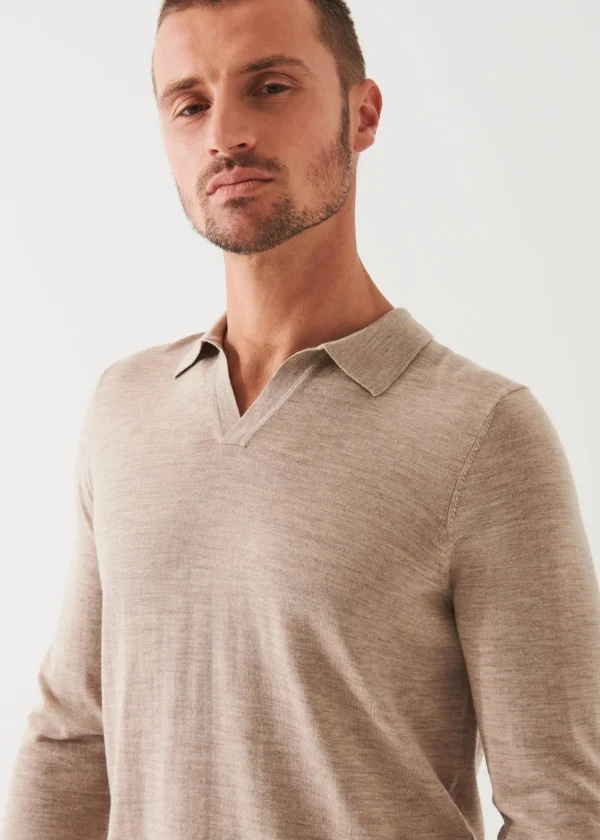 PATRICK ASSARAF Extra-Fine Merino Open Polo | Men Polos