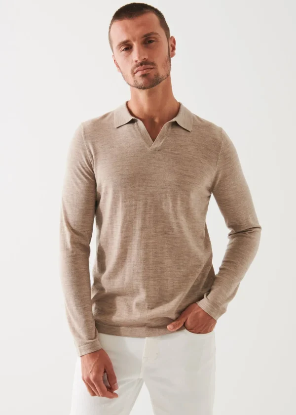 PATRICK ASSARAF Extra-Fine Merino Open Polo | Men Polos