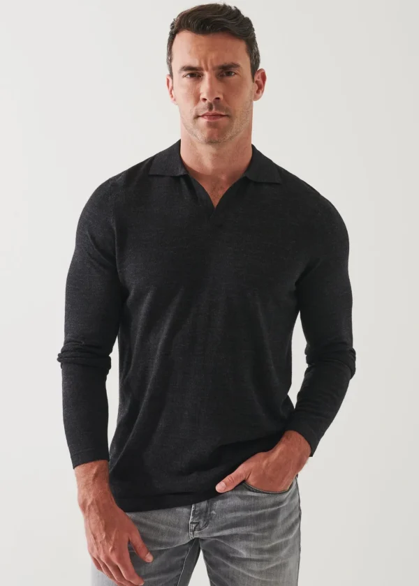 PATRICK ASSARAF Extra-Fine Merino Open Polo | Men Polos