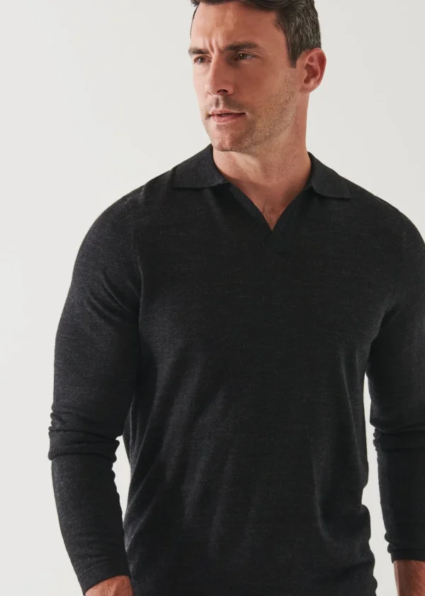 PATRICK ASSARAF Extra-Fine Merino Open Polo | Men Polos