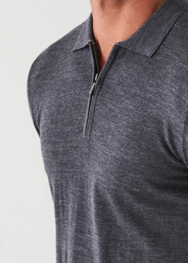 PATRICK ASSARAF Extra-Fine Merino Quarter Zip Polo | Men Polos