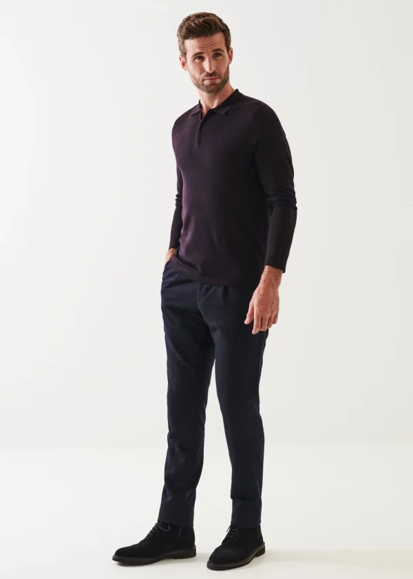 PATRICK ASSARAF Extra-Fine Merino Quarter Zip Polo | Men Knitwear