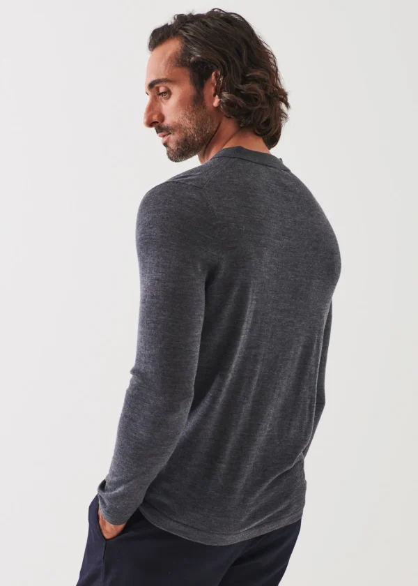 PATRICK ASSARAF Extra-Fine Merino Quarter Zip Polo | Men Polos