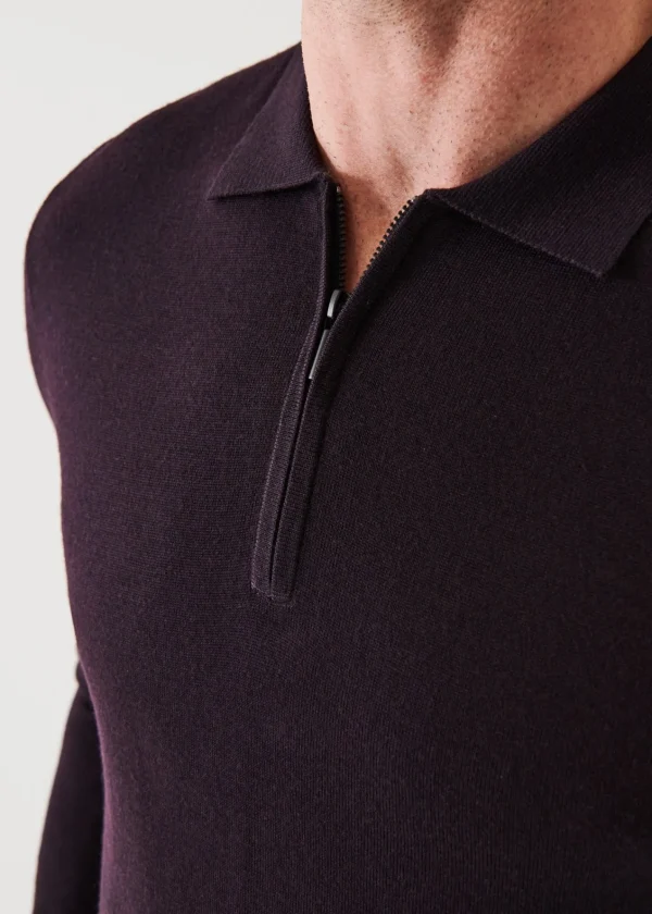 PATRICK ASSARAF Extra-Fine Merino Quarter Zip Polo | Men Polos