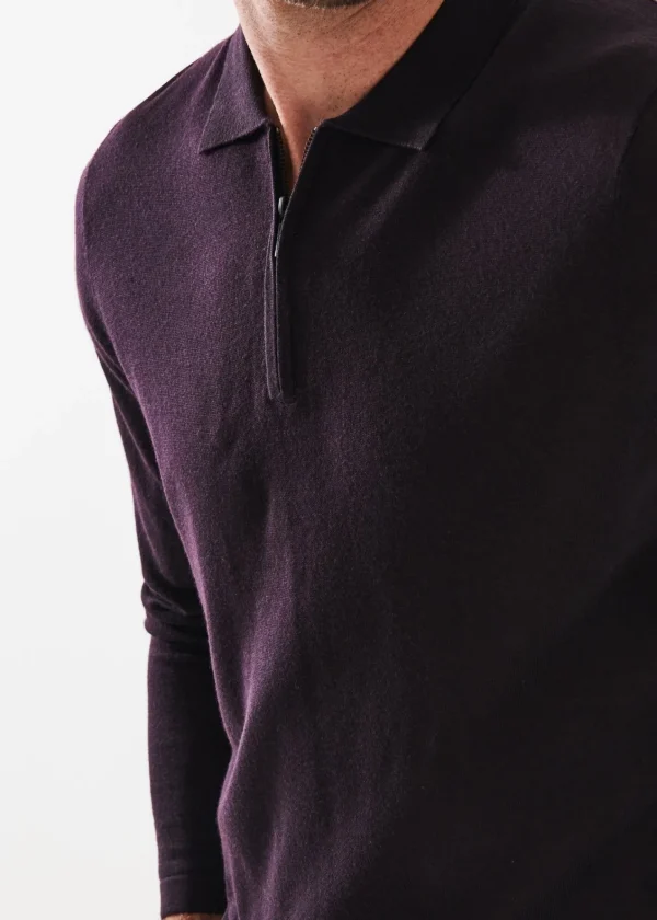 PATRICK ASSARAF Extra-Fine Merino Quarter Zip Polo | Men Knitwear