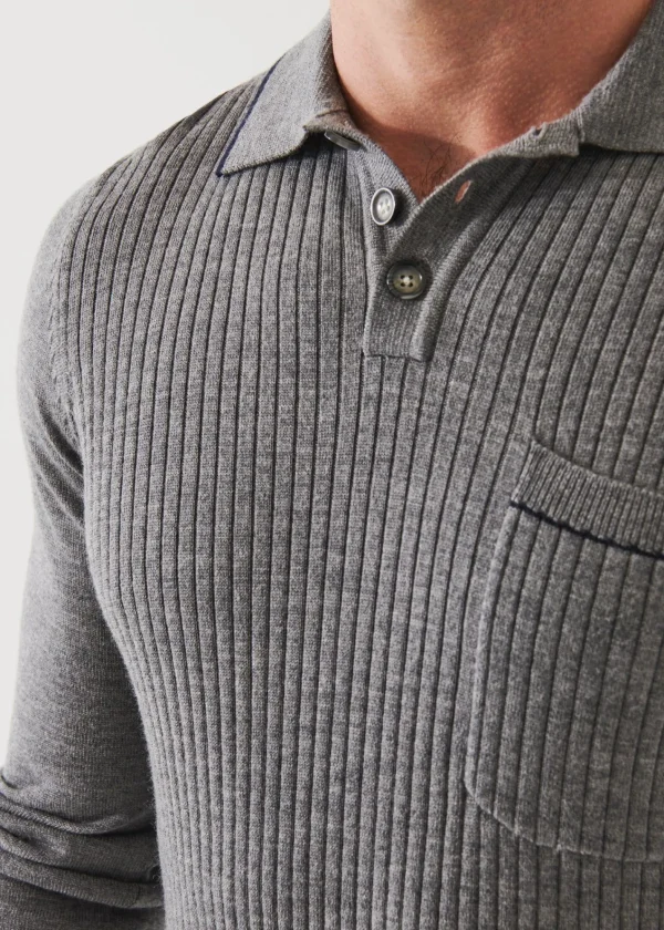 PATRICK ASSARAF Extra-Fine Merino Tipped Polo Sweater | Men Polos