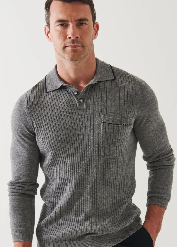 PATRICK ASSARAF Extra-Fine Merino Tipped Polo Sweater | Men Polos