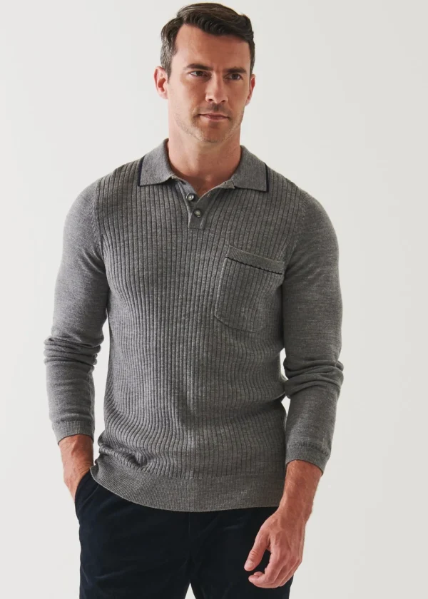 PATRICK ASSARAF Extra-Fine Merino Tipped Polo Sweater | Men Polos