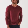 PATRICK ASSARAF Extra-Fine Merino Vintage Wash V-Neck | Men Knitwear