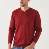 PATRICK ASSARAF Extra-Fine Merino Vintage Wash V-Neck | Men Knitwear