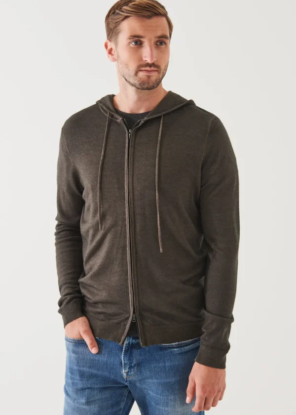 PATRICK ASSARAF Extra-Fine Merino Vintage Wash Full Zip Hoodie | Men Knitwear